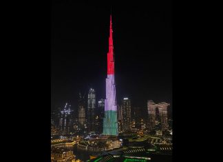 A Burj Khalifa magyar nemzeti színekbe öltözött