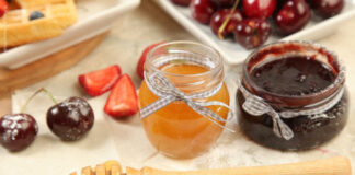 lekvár, méz, gyümölcs - reggeli, gasztro