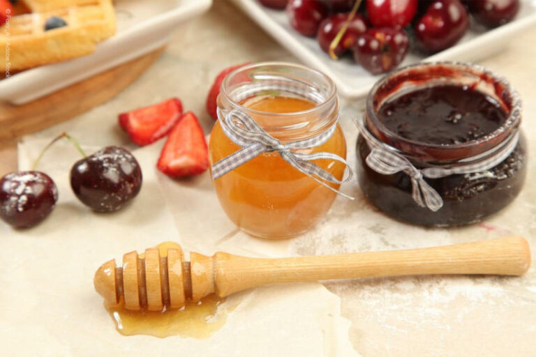 lekvár, méz, gyümölcs - reggeli, gasztro