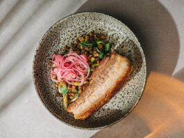 sertés császárhús, zöldséges lencseraguval recept