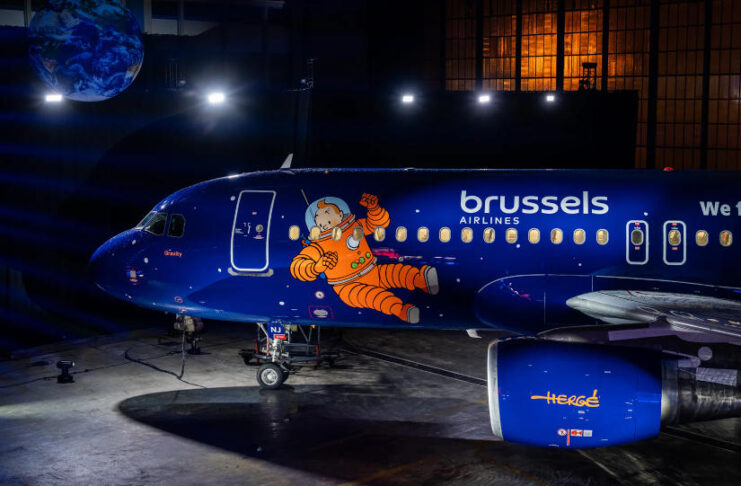 Tintin az űrben az új Belgian Icon repülőgép festés Brussles Airlines, home of Tintin, légitársaság